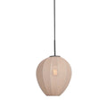 Suspension en lin crème forme goutte sur câble noir – Ø25 cm