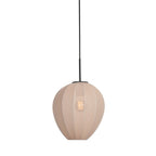 Suspension en lin crème forme goutte sur câble noir – Ø25 cm