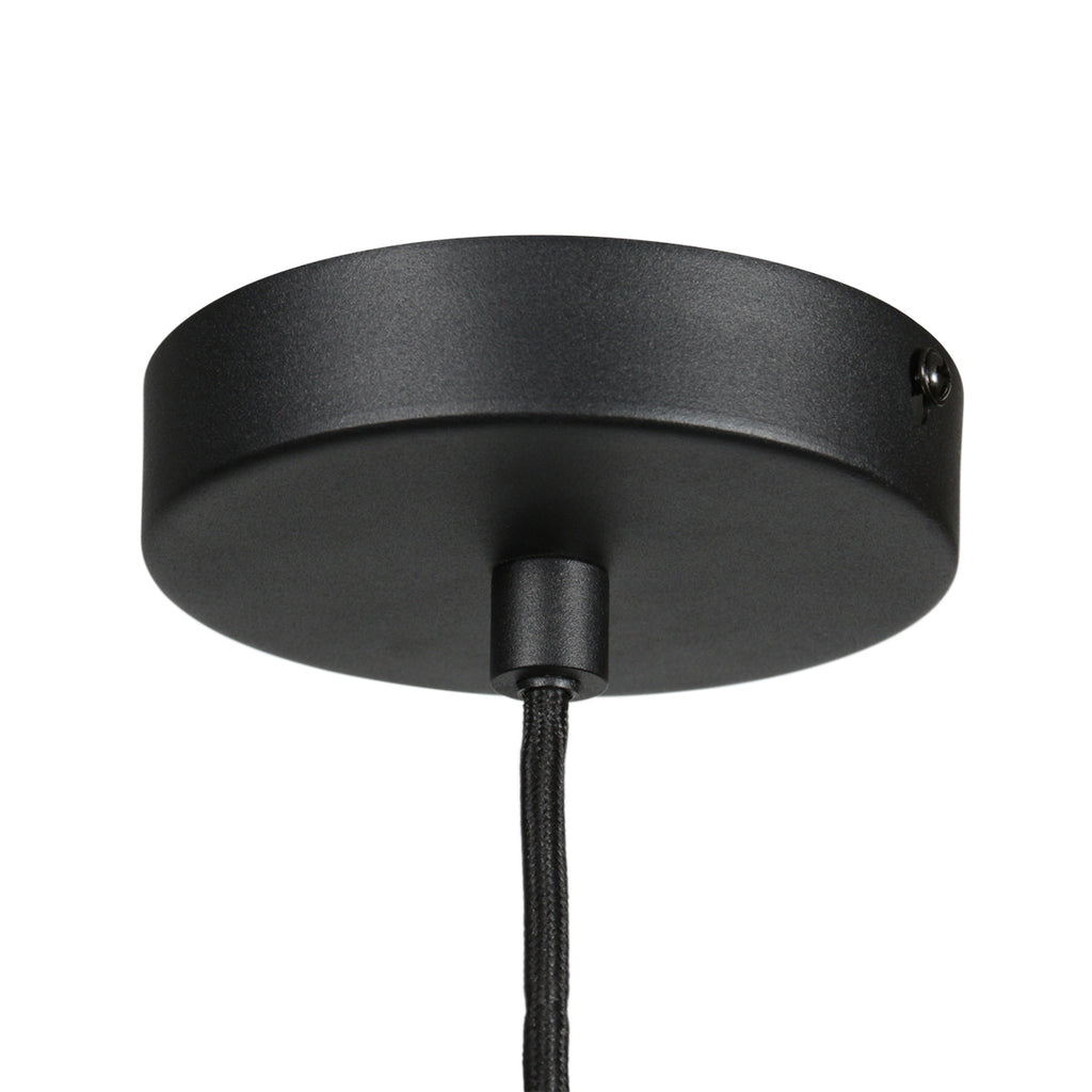 Suspension en lin crème forme goutte sur câble noir – Ø25 cm