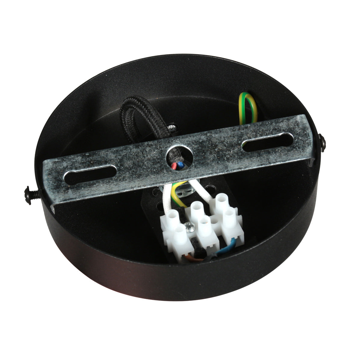 Suspension en lin crème forme goutte sur câble noir – Ø25 cm