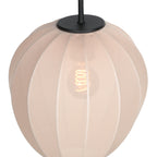 Suspension en lin crème forme goutte sur câble noir – Ø25 cm