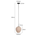 Suspension en lin crème forme goutte sur câble noir – Ø25 cm