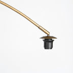 Lampadaire arc en métal doré abat-jour tressé naturel – H240 cm