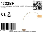 Lampadaire arc en métal doré abat-jour tressé naturel – H240 cm