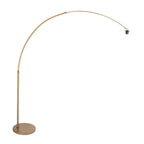 Lampadaire arc en métal doré abat-jour tressé naturel – H240 cm