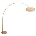 Lampadaire arc en métal doré abat-jour en rotin ajouré – Ø60 cm