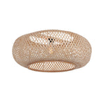 Lampadaire arc en métal doré abat-jour en rotin ajouré – Ø60 cm