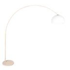 Lampadaire arc métal crème avec abat-jour blanc opalin – H240 cm