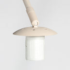 Lampadaire arc métal crème avec abat-jour blanc opalin – H240 cm