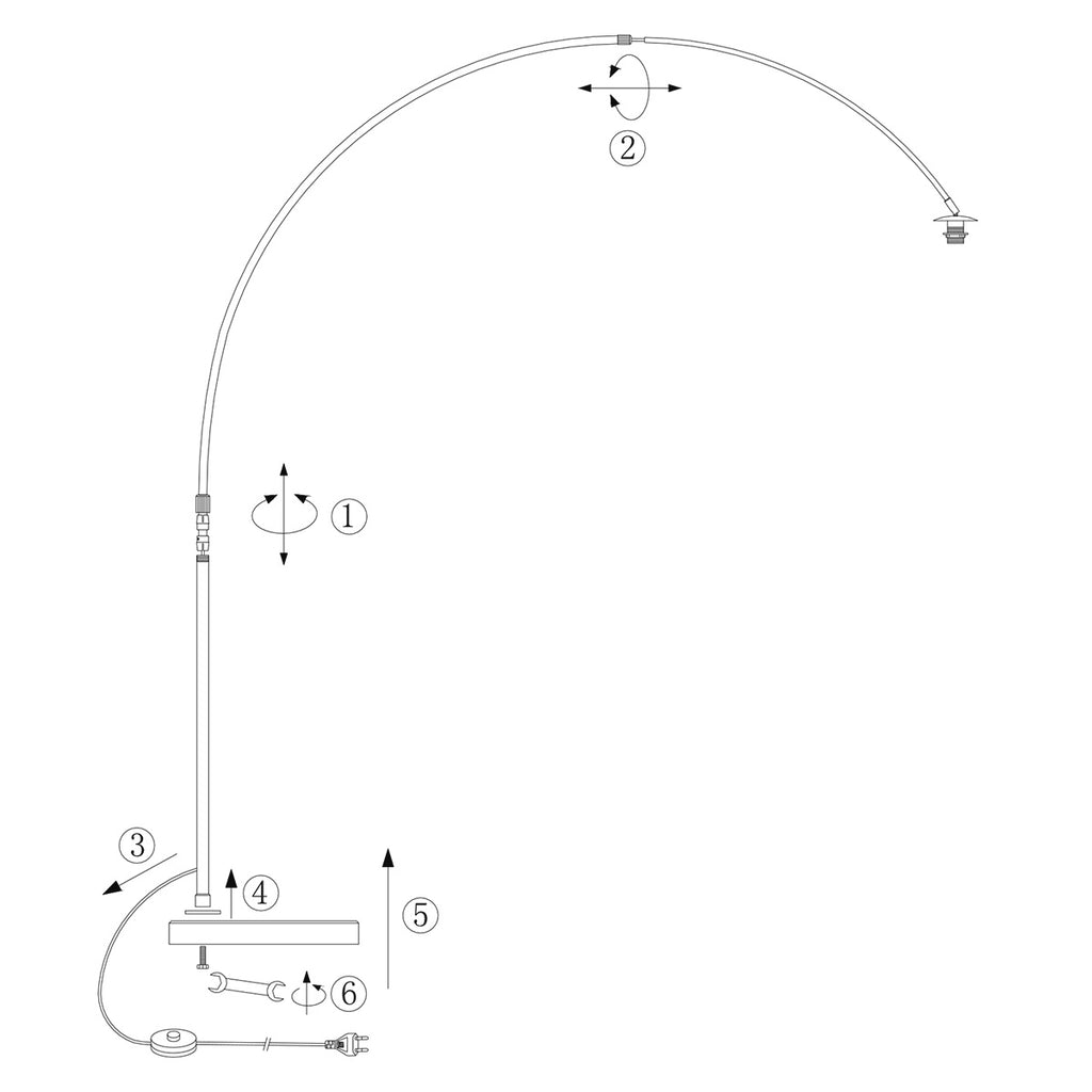 Lampadaire arc métal crème avec abat-jour blanc opalin – H240 cm