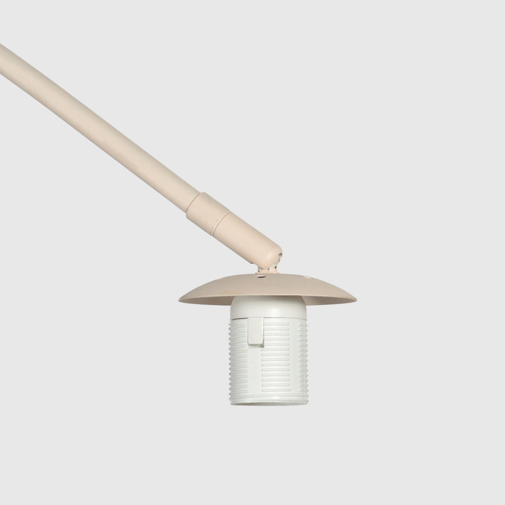 Lampadaire arc métal crème avec abat-jour blanc opalin – H240 cm