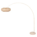 Lampadaire arc en rotin tressé crème avec abat-jour rond – H240 cm