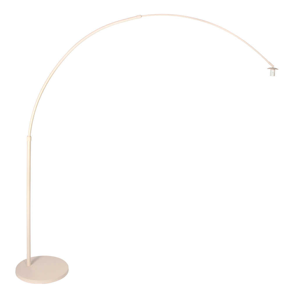 Lampadaire arc en métal crème abat-jour rotin tressé – H240 cm