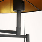 Lampadaire métal noir mat avec abat-jour conique or intérieur – H154 cm