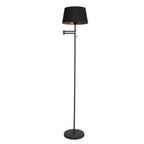 Lampadaire métal noir mat avec abat-jour conique or intérieur – H154 cm