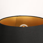 Lampadaire métal noir mat avec abat-jour conique or intérieur – H154 cm