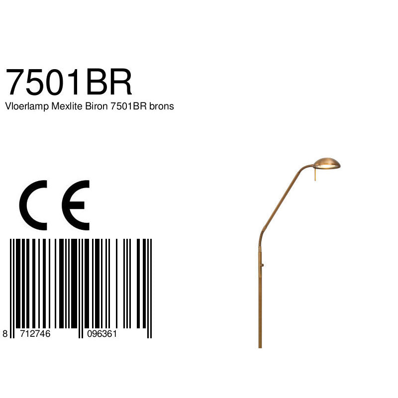 Lampadaire en métal bronze à bras articulé avec LED dimmable