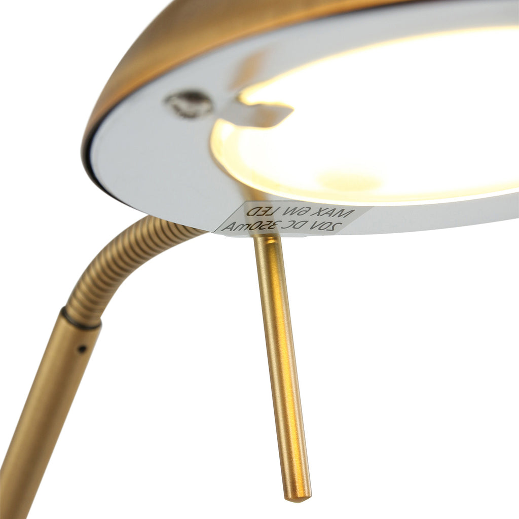 Lampadaire en métal bronze à bras articulé avec LED dimmable