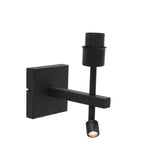 Applique murale métal noir abat-jour lin blanc avec liseuse intégrée