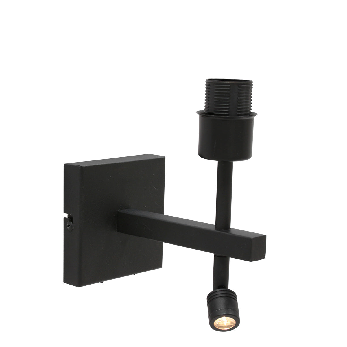 Applique murale métal noir abat-jour lin blanc avec liseuse intégrée
