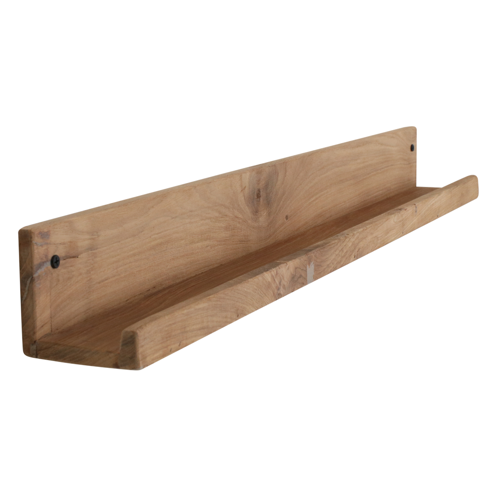 Étagère murale teck naturel avec rebord pour salon – 75x8 cm