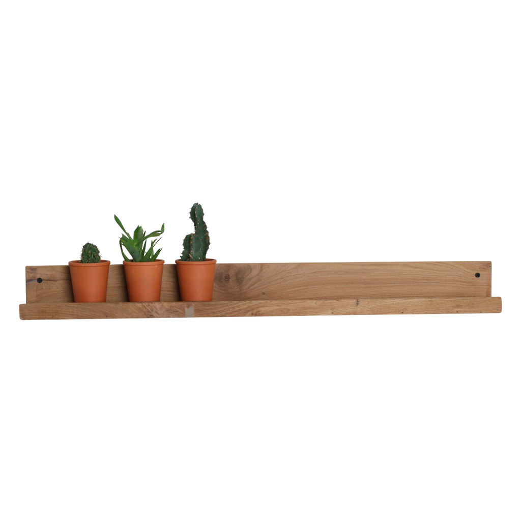 Étagère murale teck naturel avec rebord pour salon – 75x8 cm