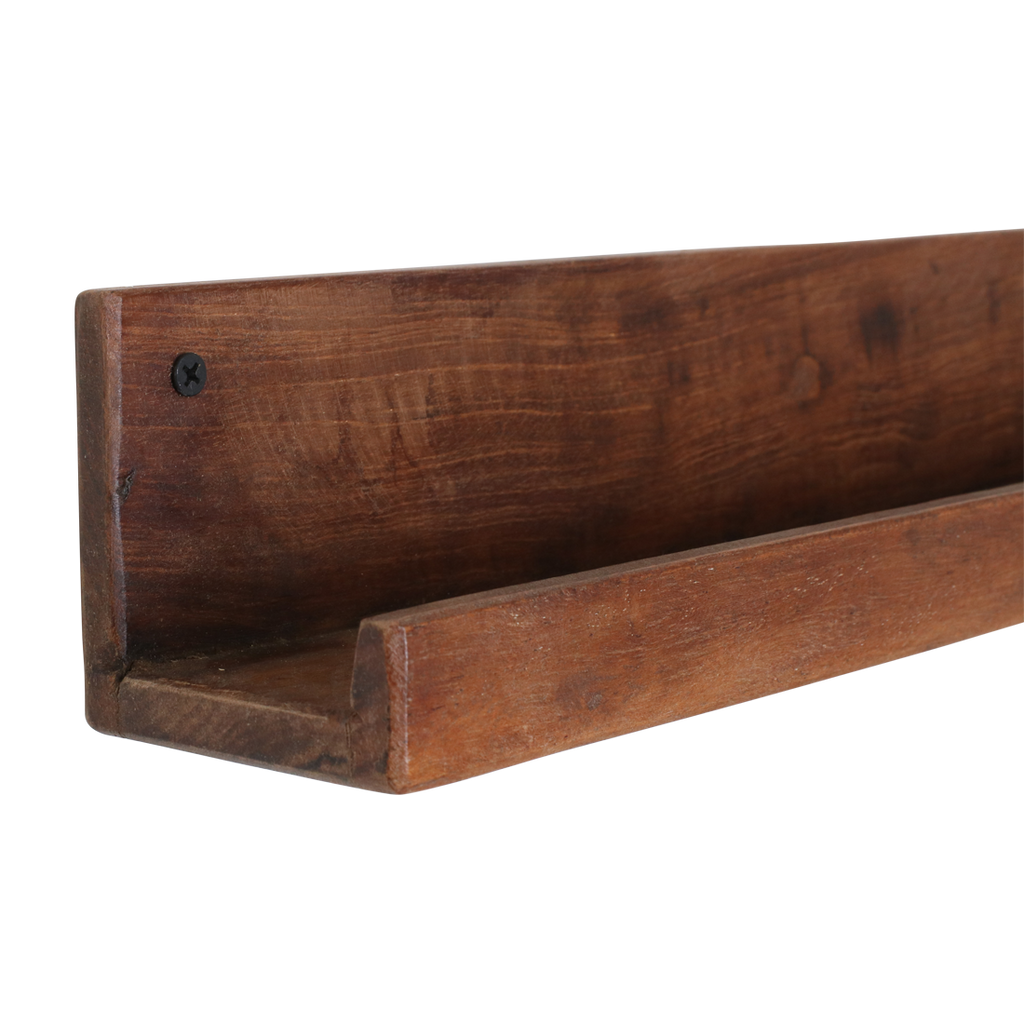 Étagère murale bois recyclé brun pour cadres - 75x8 cm