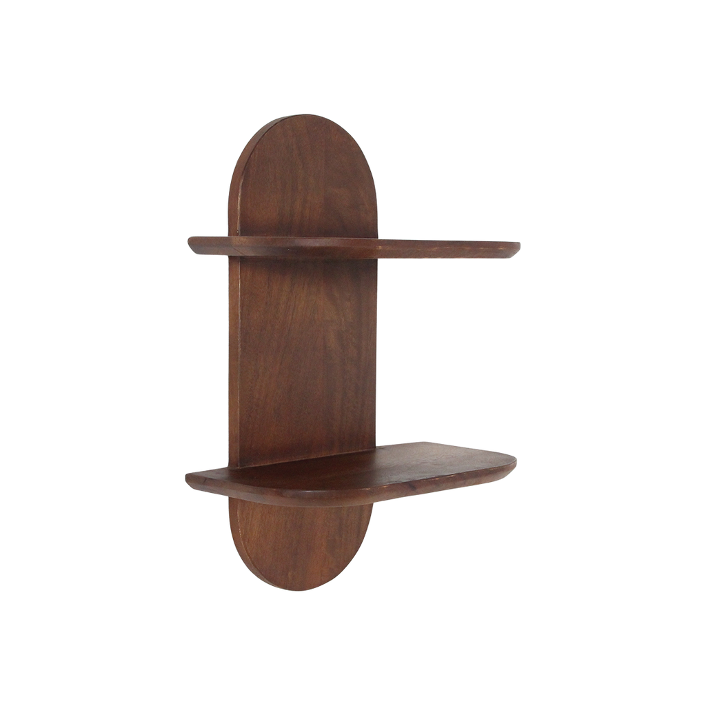 Étagère murale en bois de manguier formes arrondies pour salon – 35x18 cm