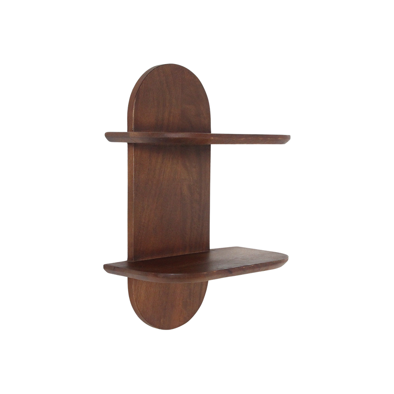 Étagère murale en bois de manguier formes arrondies pour salon – 35x18 cm