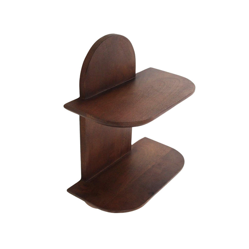 Étagère murale en bois de manguier formes arrondies pour salon – 35x18 cm