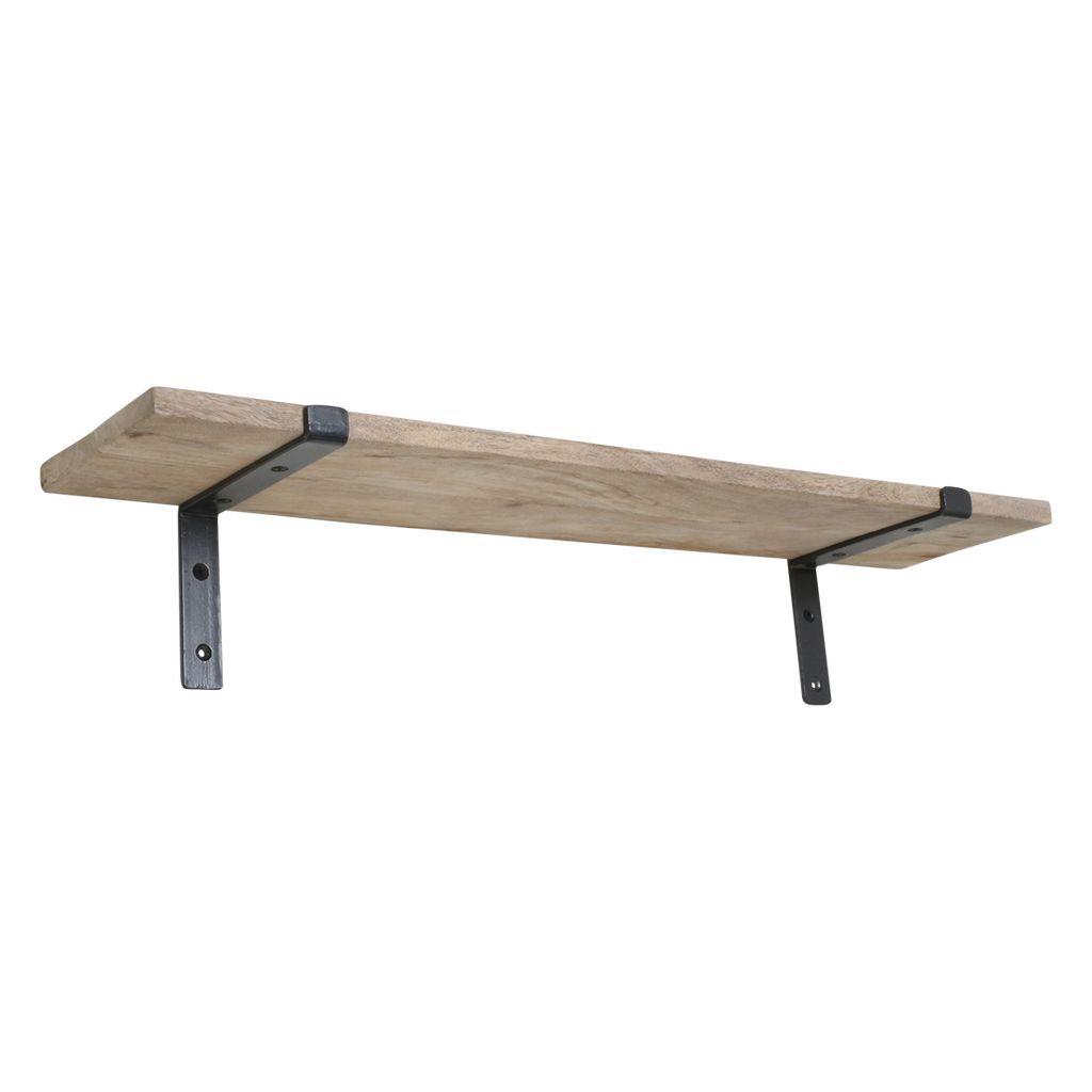 Étagère murale en bois de manguier et métal noir – 80x18 cm