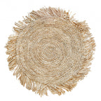 Set de table rond en raphia tressé naturel avec franges – Ø45 cm