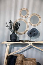 Disque décoratif en marbre noir sur socle métallique