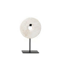 Disque en marbre blanc sur socle déco minimaliste