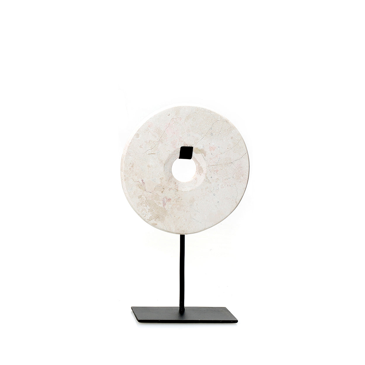 Disque en marbre blanc sur socle déco minimaliste