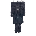 Suspension en coton noir à perles et pompons effet cascade – H160 cm