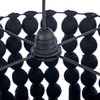 Suspension en coton noir à perles et pompons effet cascade – H160 cm