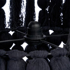Suspension en coton noir à perles et pompons effet cascade – H160 cm