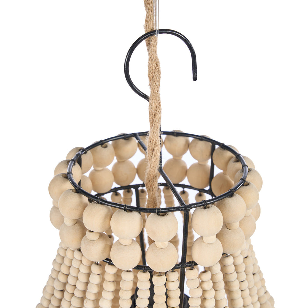 Suspension goutte en perles de bois naturelles – H73 cm