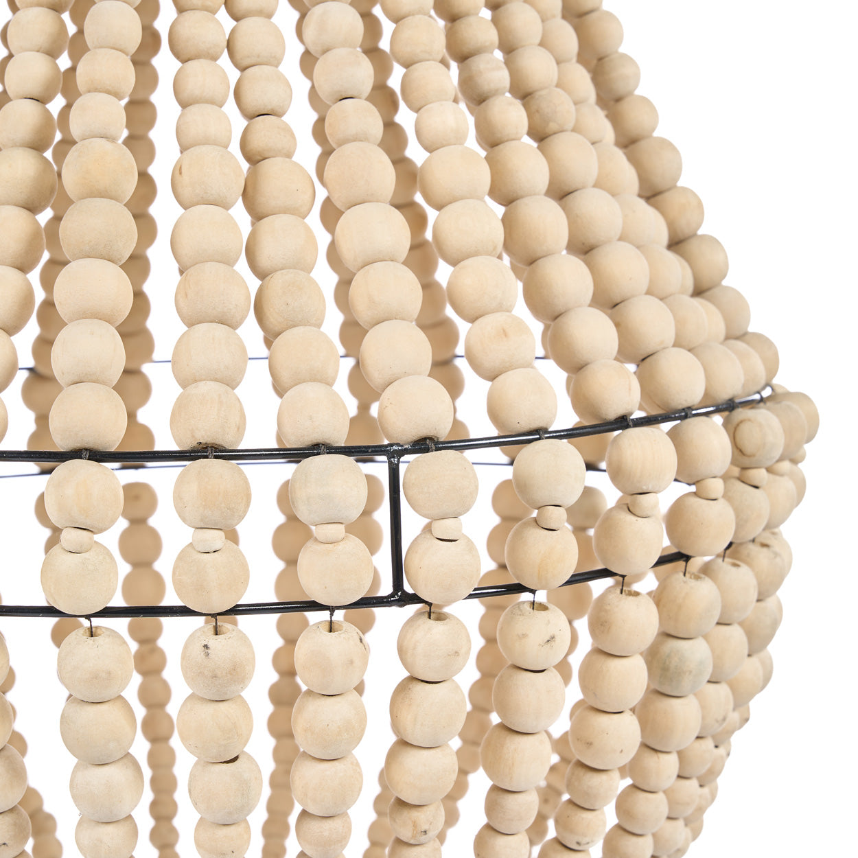 Suspension goutte en perles de bois naturelles – H73 cm