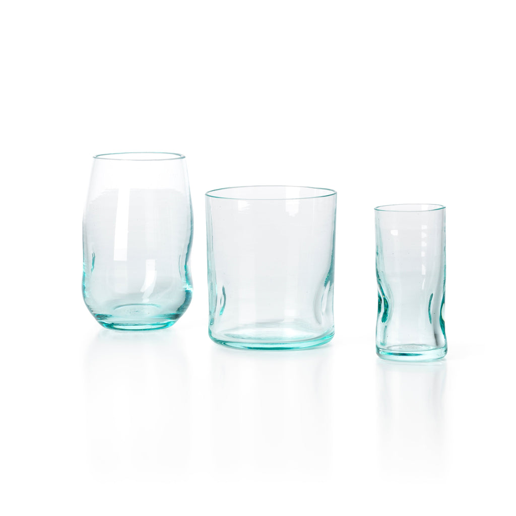 Verre en verre recyclé transparent – Finition bleu clair – H11 cm