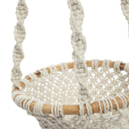 Suspension murale macramé torsadé coton blanc naturel – H135 cm