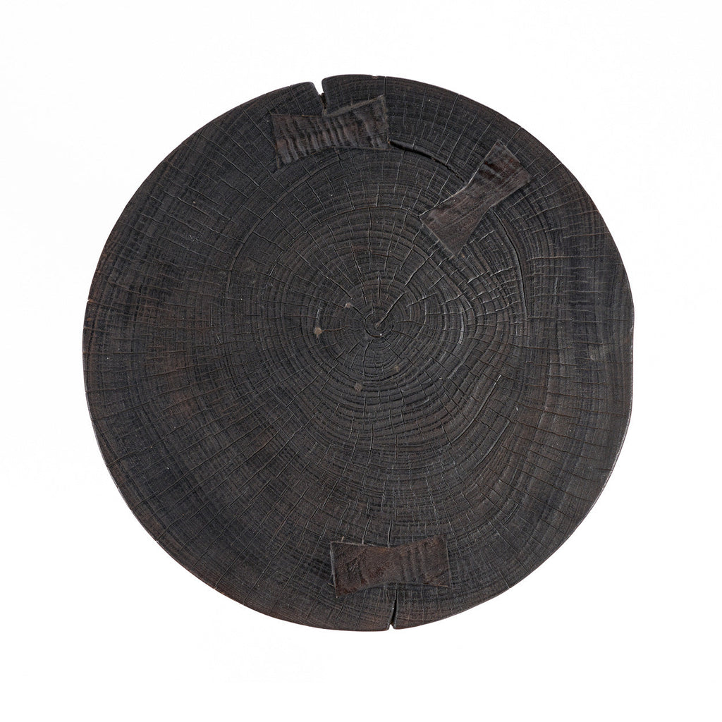 Table d'appoint en bois massif couleur ébène pour salon – Ø50 cm