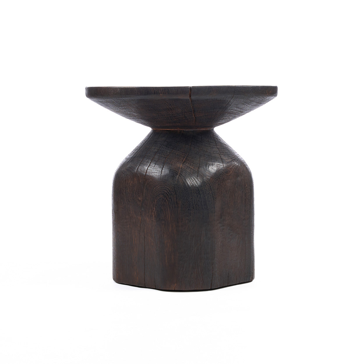 Table d'appoint en bois massif couleur ébène pour salon – Ø50 cm