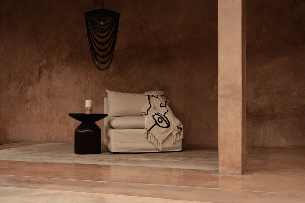 Table d'appoint en bois massif couleur ébène pour salon – Ø50 cm
