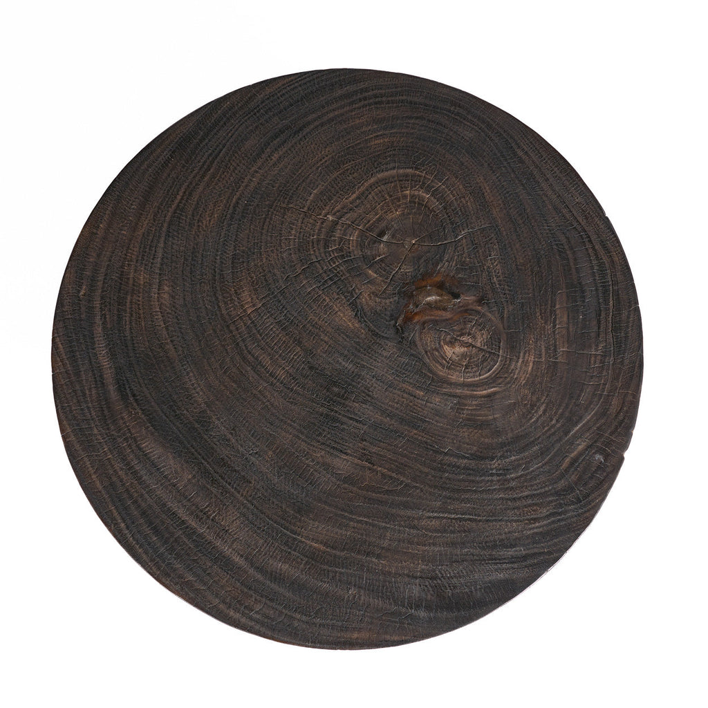 Table basse ronde en bois massif noyer foncé pour salon – Ø70 cm