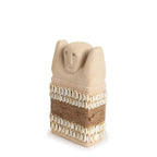 Statuette pierre de Sumba en grès beige motif coquillages
