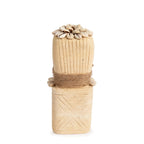 Statue en grès cylindrique – Coquillages sculptés – H20 cm