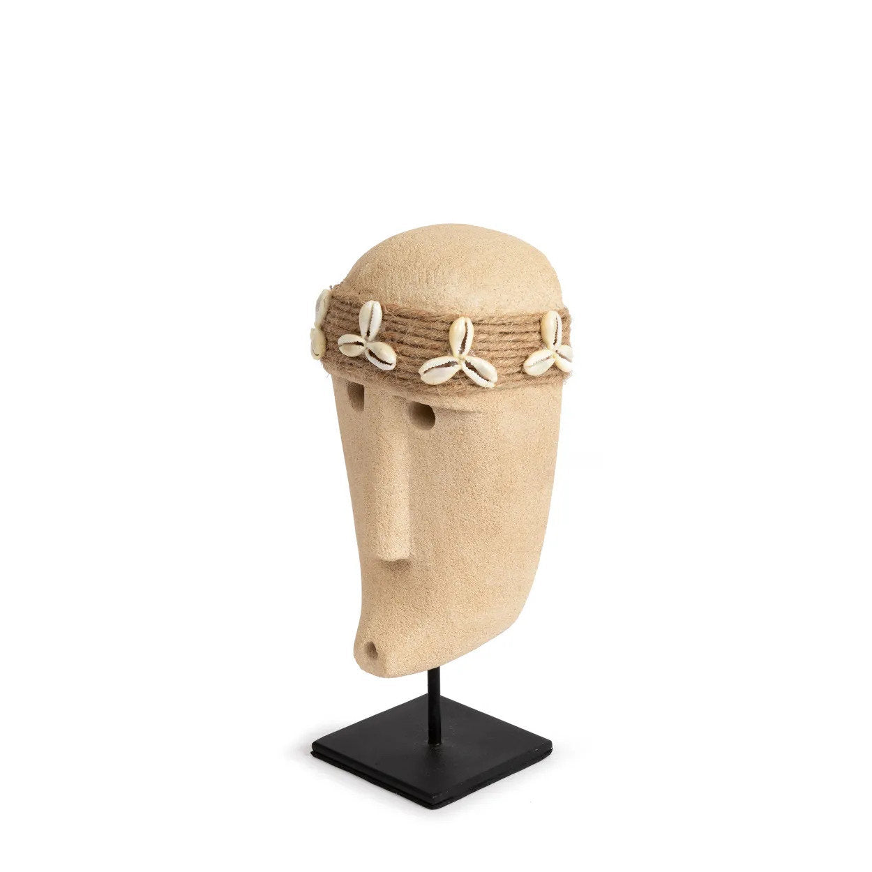 Statue en grès ovale avec coquillages – Naturel
