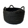 Panier de rangement rond en rotin noir avec poignées – Ø60 cm